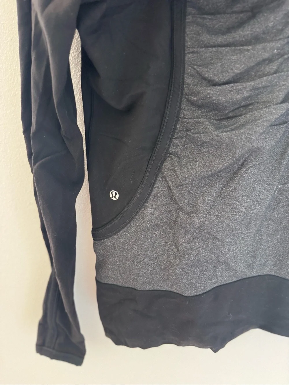 Lululemon Black and Charcoal Ruched Zip Hoodie
